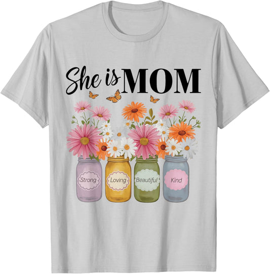 She Is Mom - Strong Loving Beautiful Kind Christian Mom Mama T-Shirt - T-Shirt | Ash