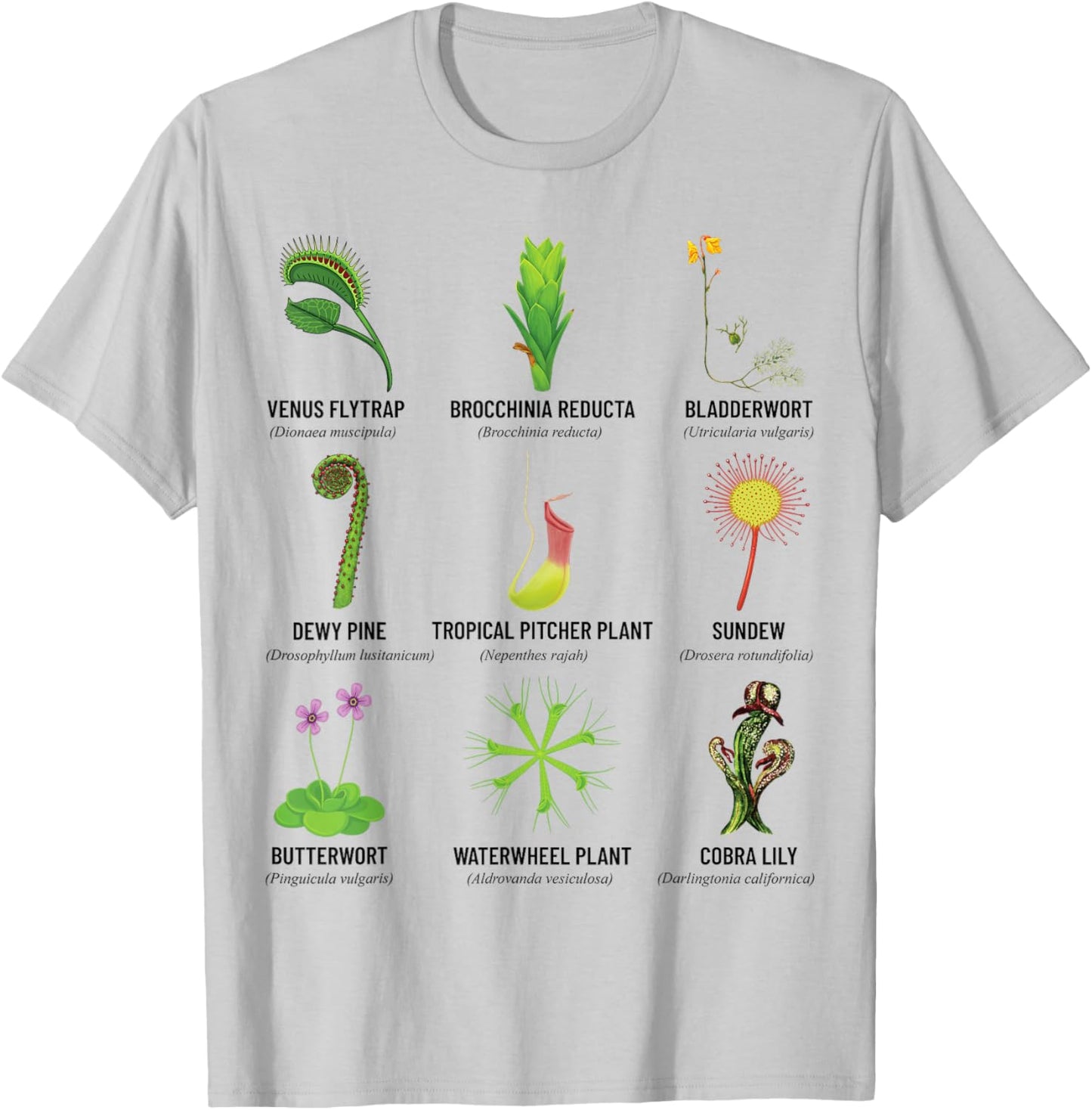 Carnivorous Plants Chart Venus Flytrap, Pitcher Plant T-Shirt - T-Shirt | Ash