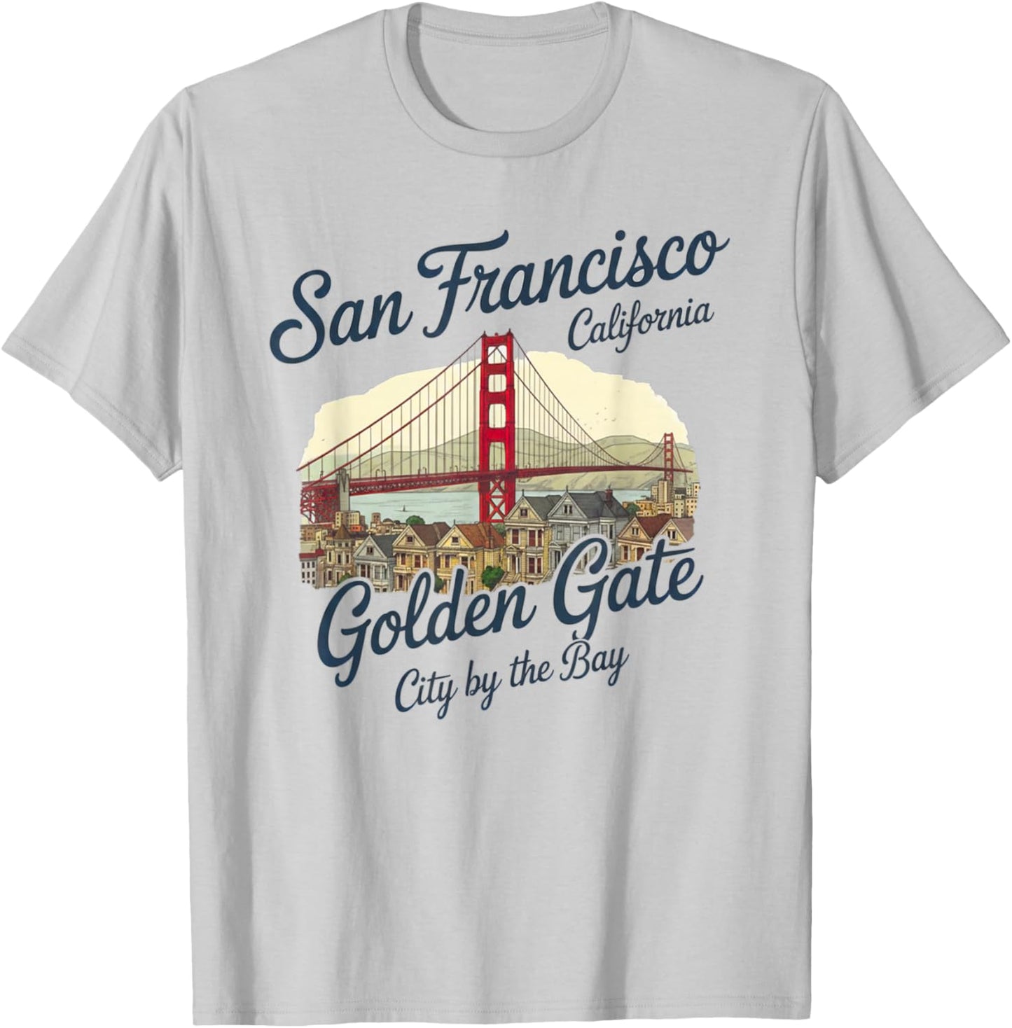 San Francisco Golden Gate Bridge City by The Bay Souvenir T-Shirt - T-Shirt | Ash