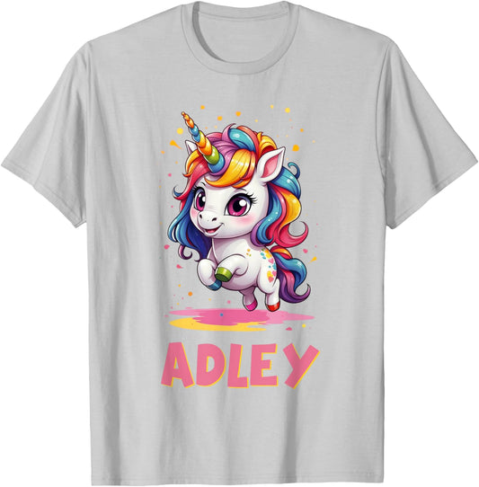 Adley Merch Unicorn Design T-Shirt - T-Shirt | Ash