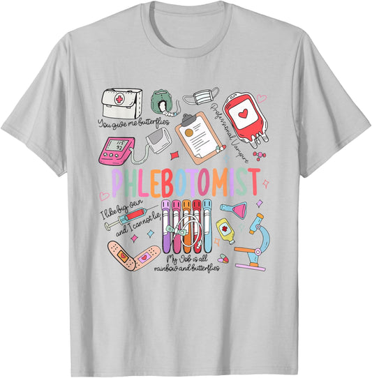 Women Phlebotomist Tech Phleb Tech Nurse Appreciation T-Shirt - T-Shirt | Ash