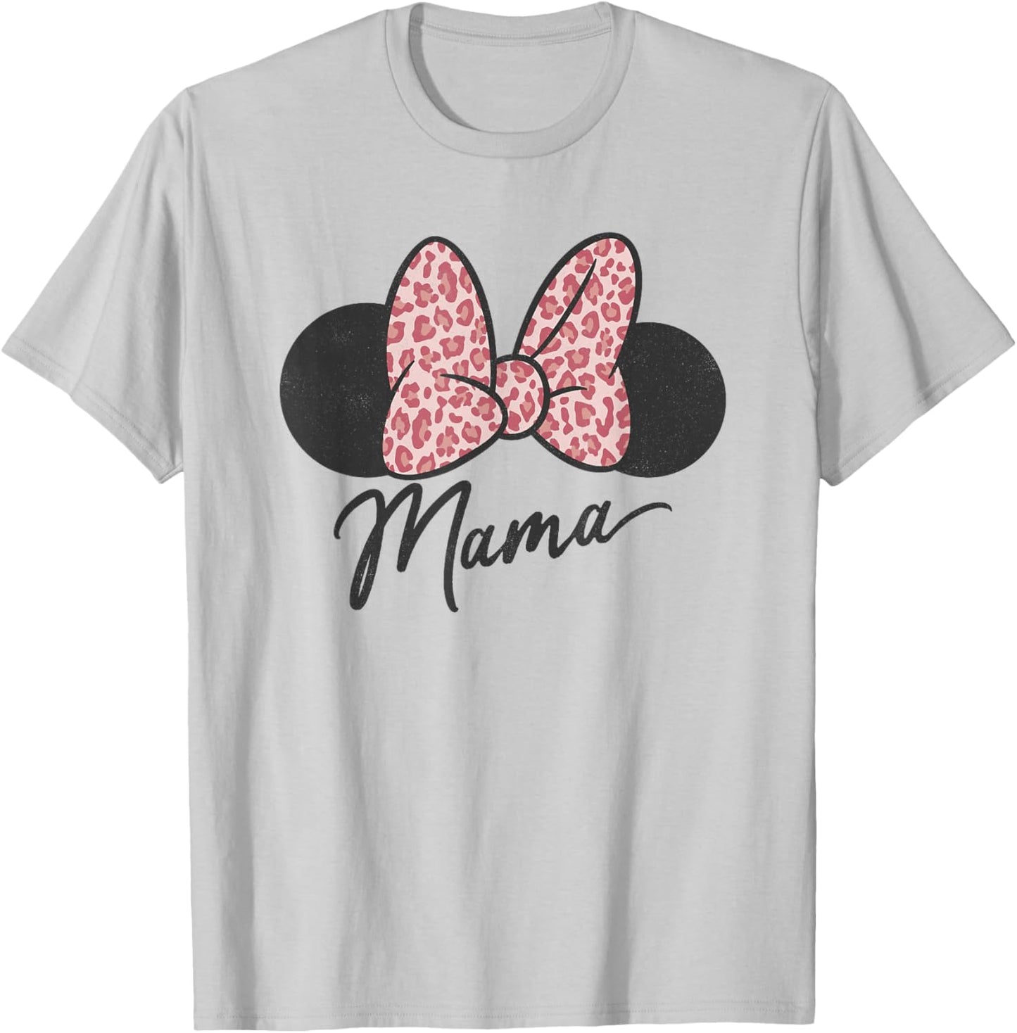 Disney Minnie Mouse Mother's Day Mama Leopard Print Bow T-Shirt - T-Shirt | Ash