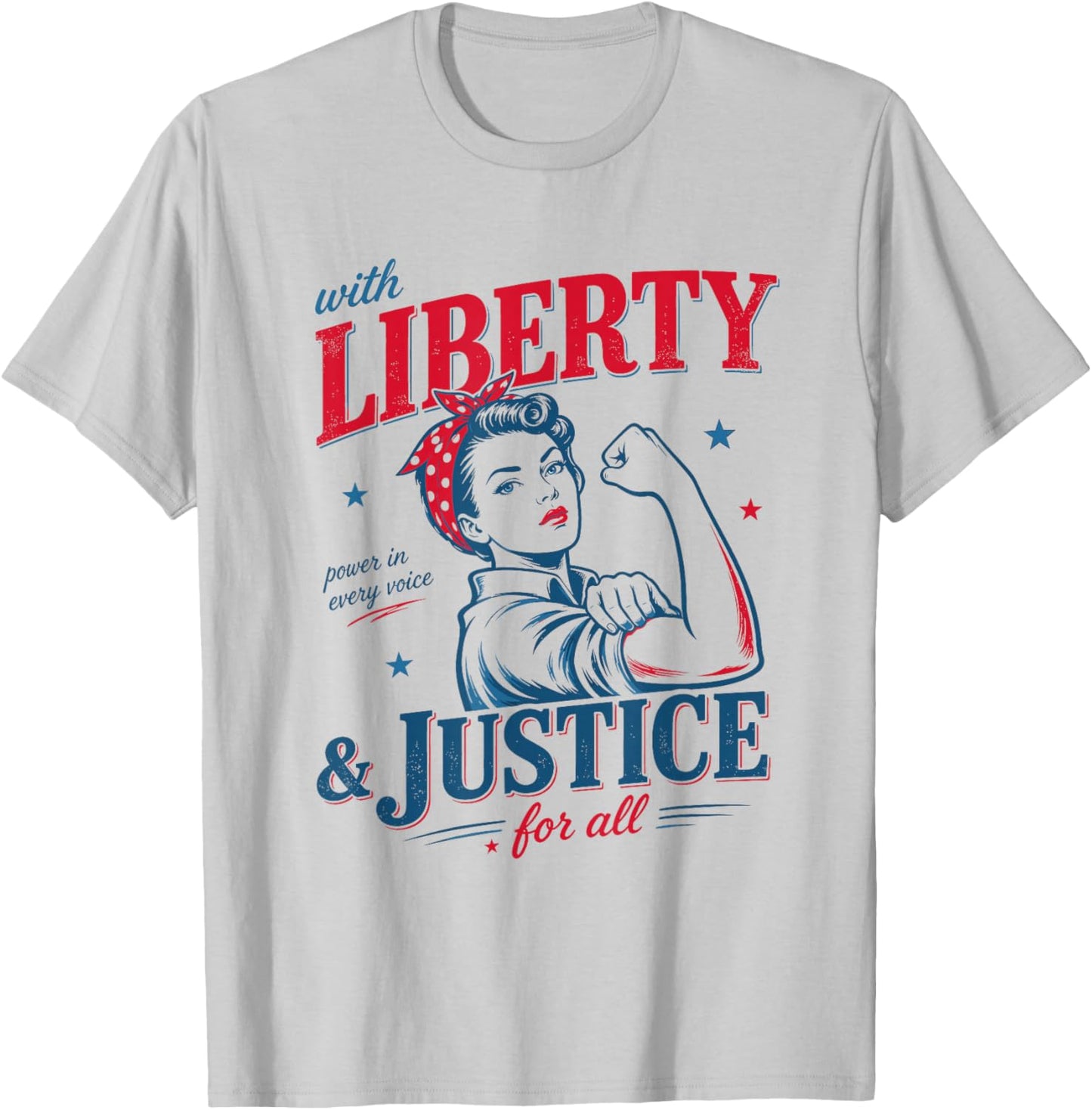 Liberty and Justice for All 4th of July Patriotic Women T-Shirt - T-Shirt | Ash