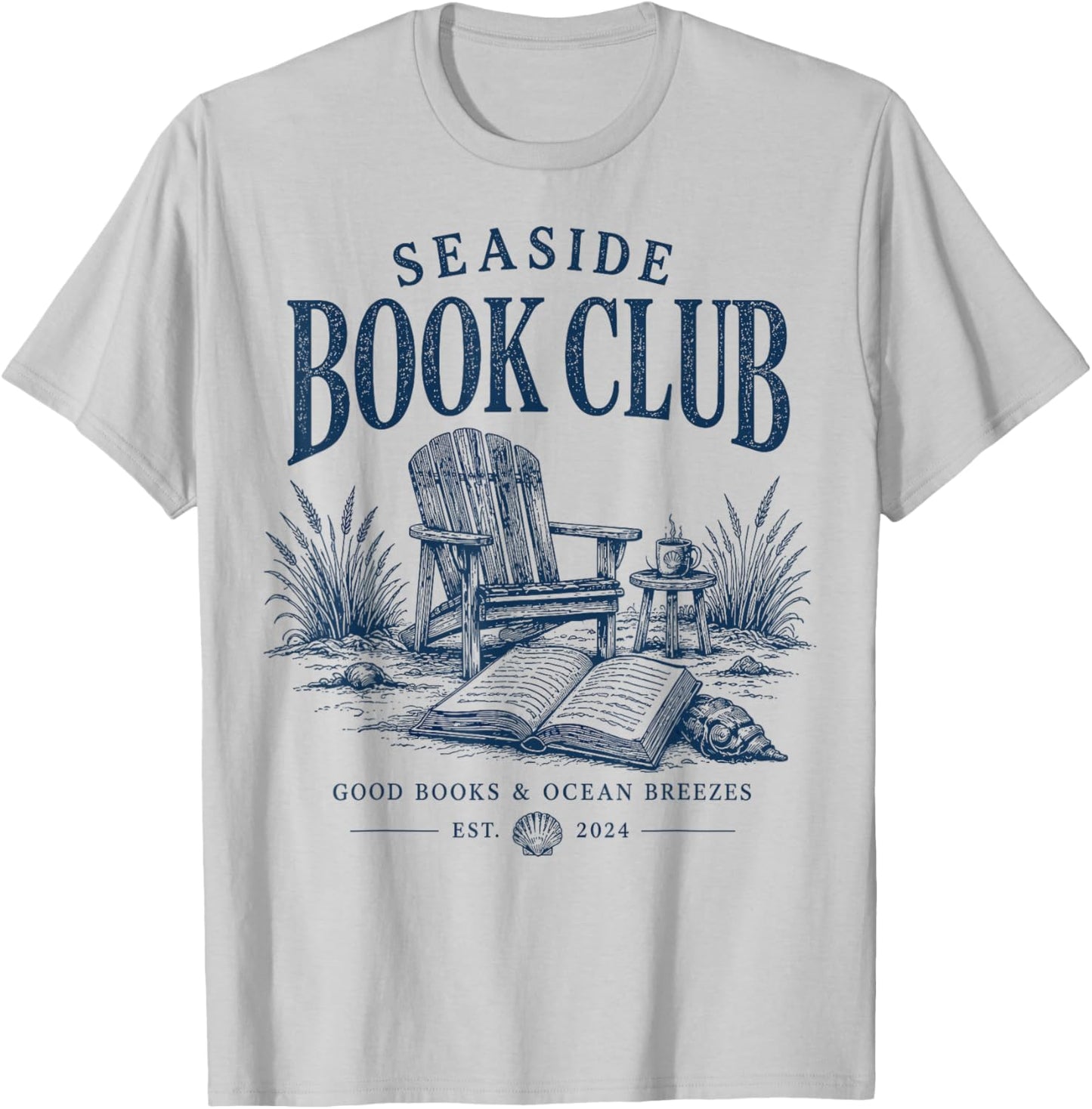Seaside Book Club Vintage Beach Reader T-Shirt - T-Shirt | Ash