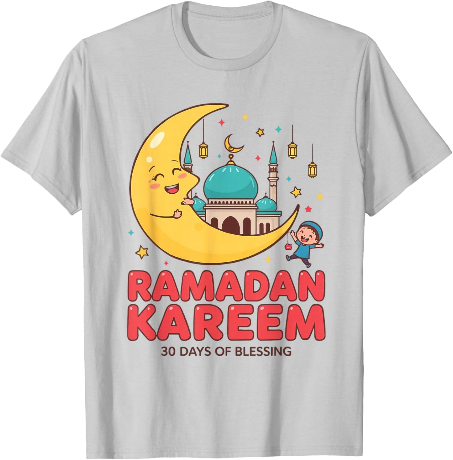 Ramadan Kareem Kids Cute Crescent Moon Muslim Children's T-Shirt - T-Shirt | Ash