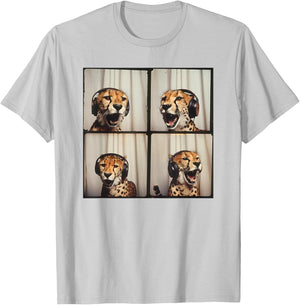 DJ Cheetah With Headphones Portrait Cool Cheetah T-Shirt - T-Shirt | Ash