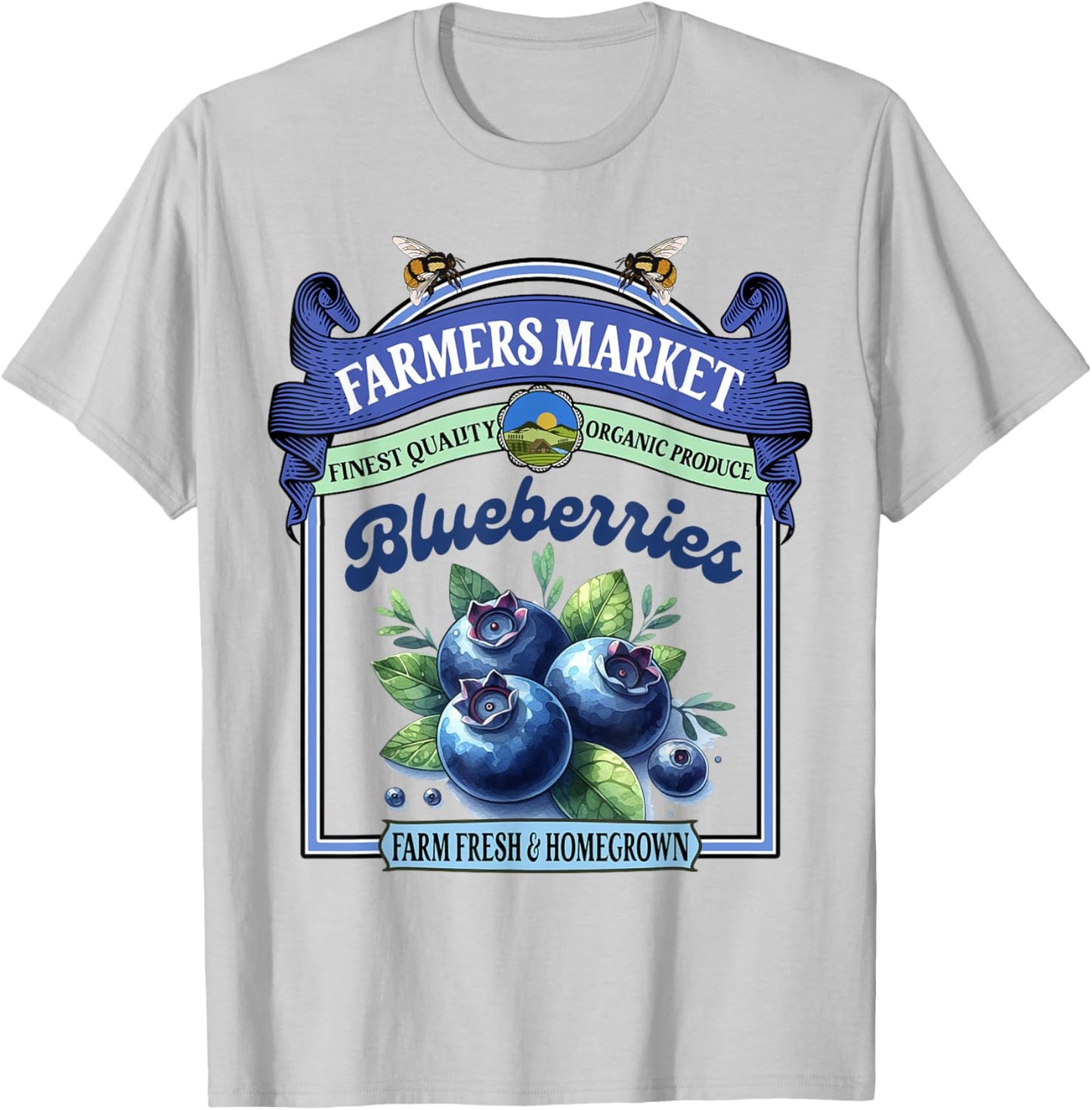Farmers Market Fresh Gardening Farmers Market Blueberries T-Shirt - T-Shirt | Ash