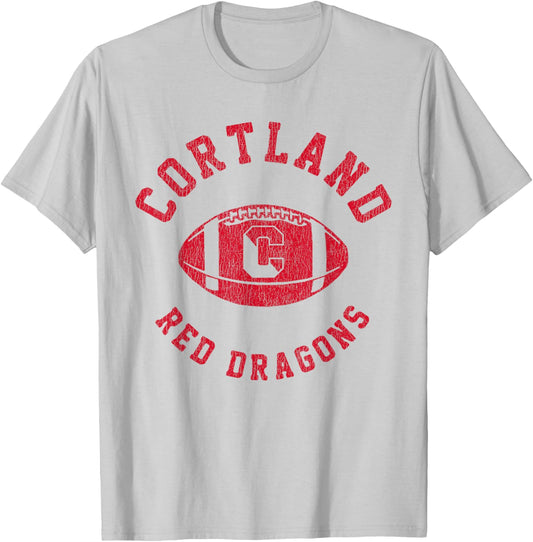 SUNY Cortland Red Dragons Vintage Football T-Shirt - T-Shirt | Ash