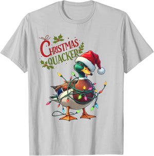 Christmas Quacker Santa Duck Christmas Lights Hunting Season T-Shirt - T-Shirt | Ash