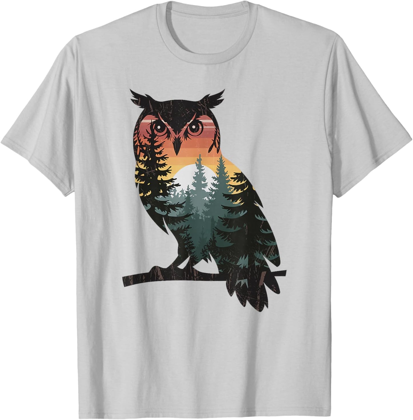 Owl Hunting Hiking Outdoor Camping Forest Men Women Owl T-Shirt - T-Shirt | Ash