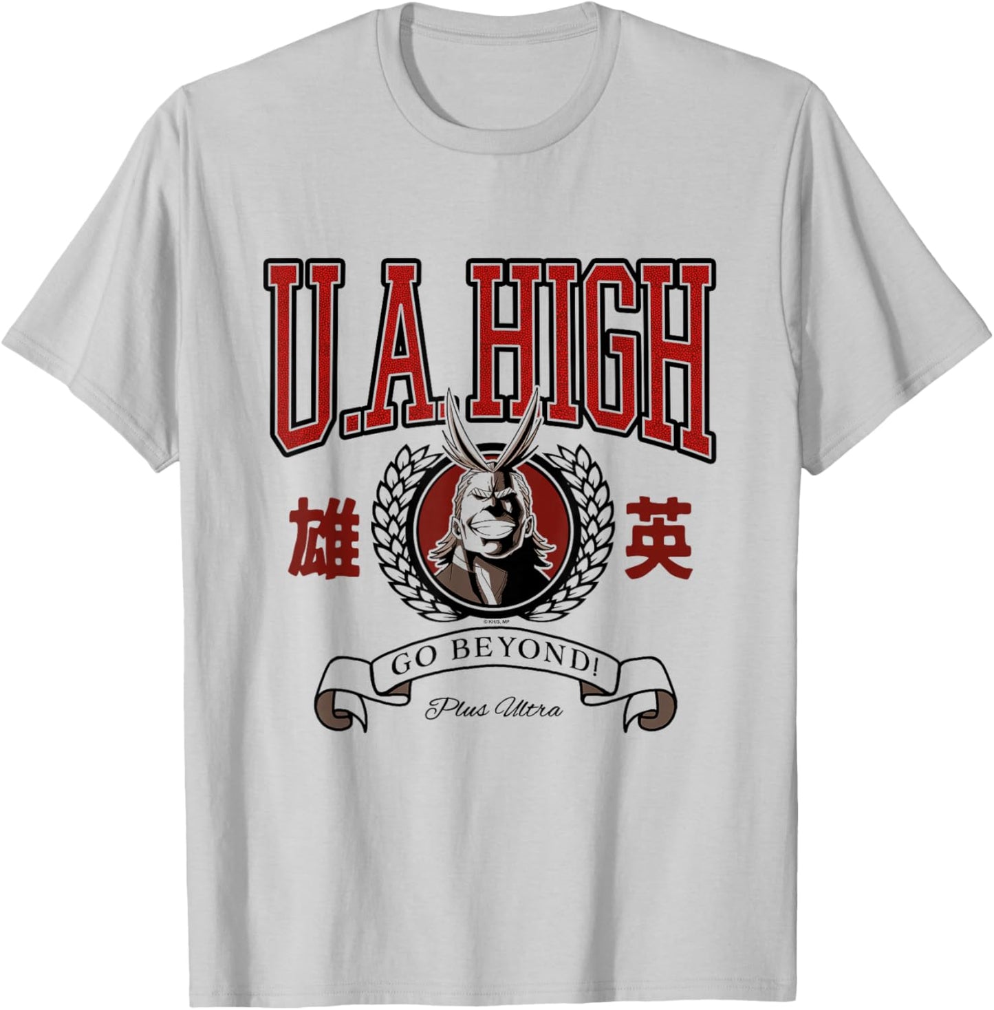 MHA U.A. High All Might Collegiate Seal Varsity Style Anime T-Shirt - T-Shirt | Ash