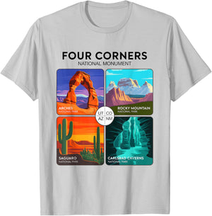 Outdoor Four Corners National Monument National Parks T-Shirt - T-Shirt | Ash