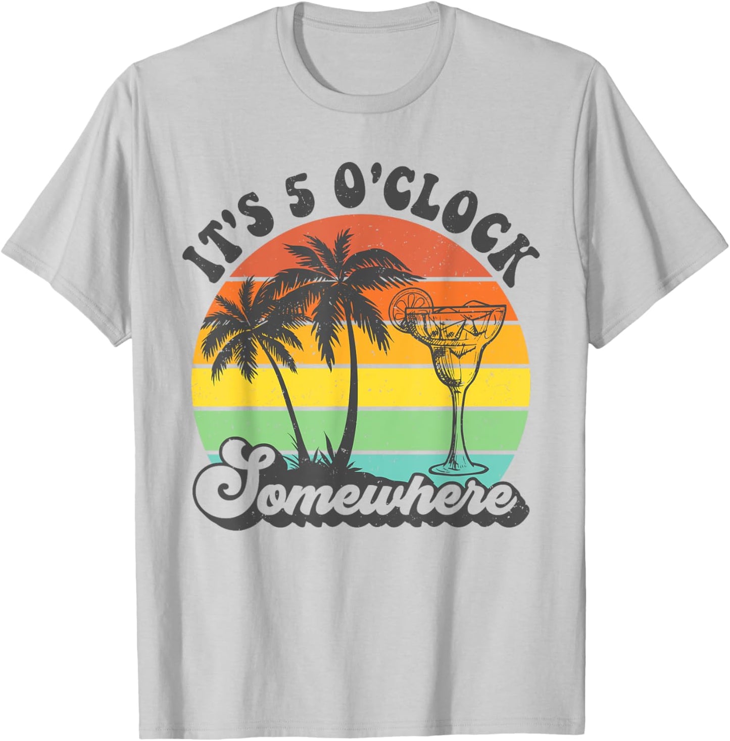 It's 5 O'clock Somewhere Coconut Tree Funny Summer Beach Women T-Shirt - T-Shirt | Ash