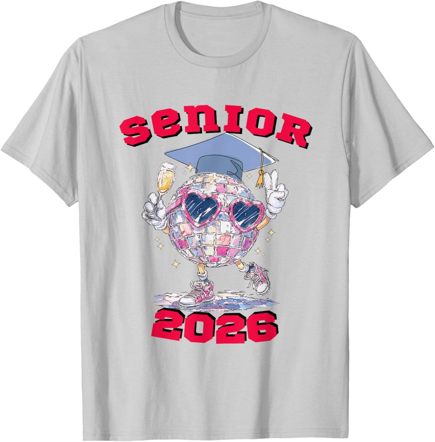 Cheering Disco Ball Senior 2026 Class of 2026 Senior T-Shirt - T-Shirt | Ash