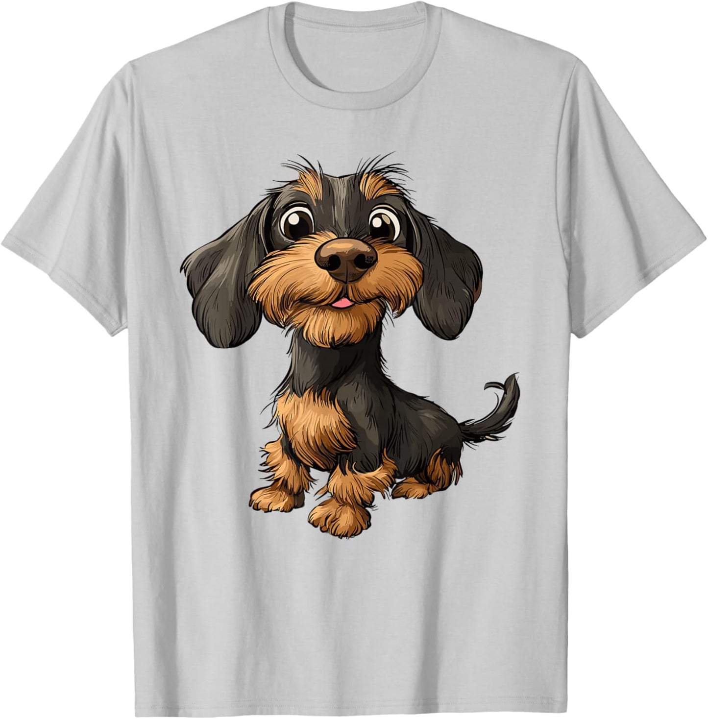 Wirehaired Dachshund Teckel Dog Hunting funny Portrait T-Shirt - T-Shirt | Ash