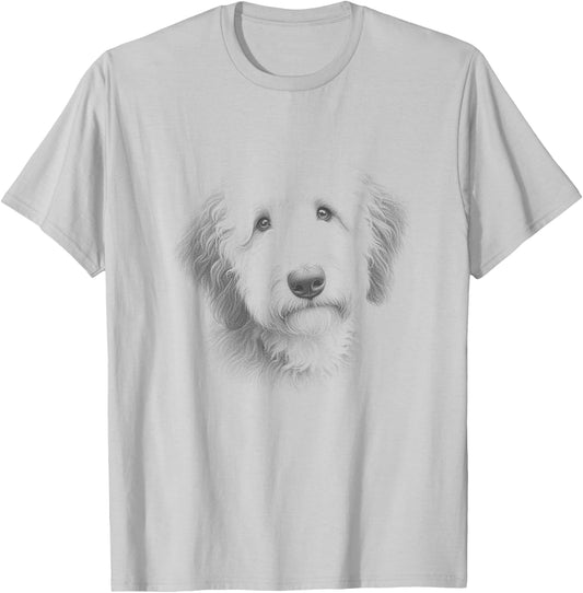 Vintage Sheepadoodle Face Art Design T-Shirt - T-Shirt | Ash