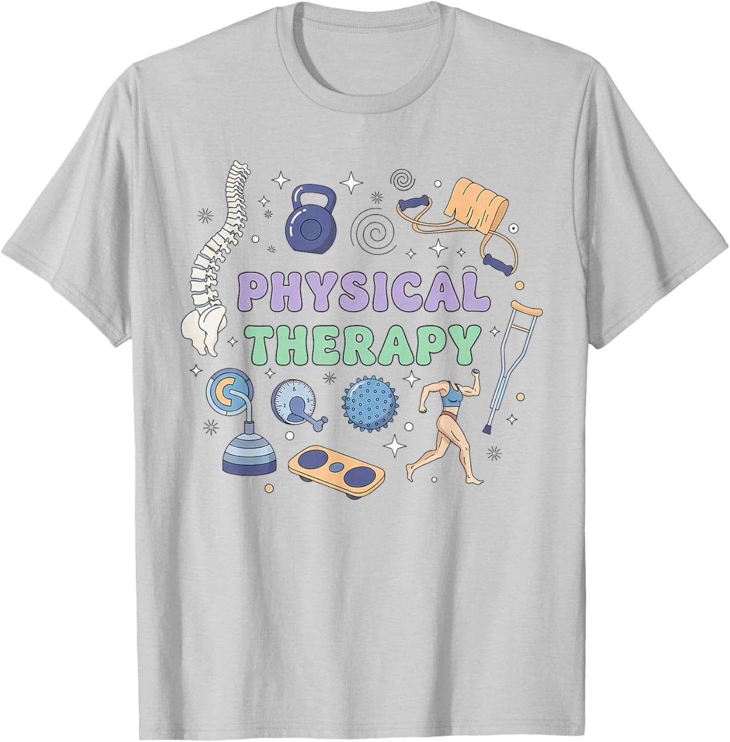 Physical Therapy PTA Retro Groovy PT Exercise DPT Therapist T-Shirt - T-Shirt | Ash