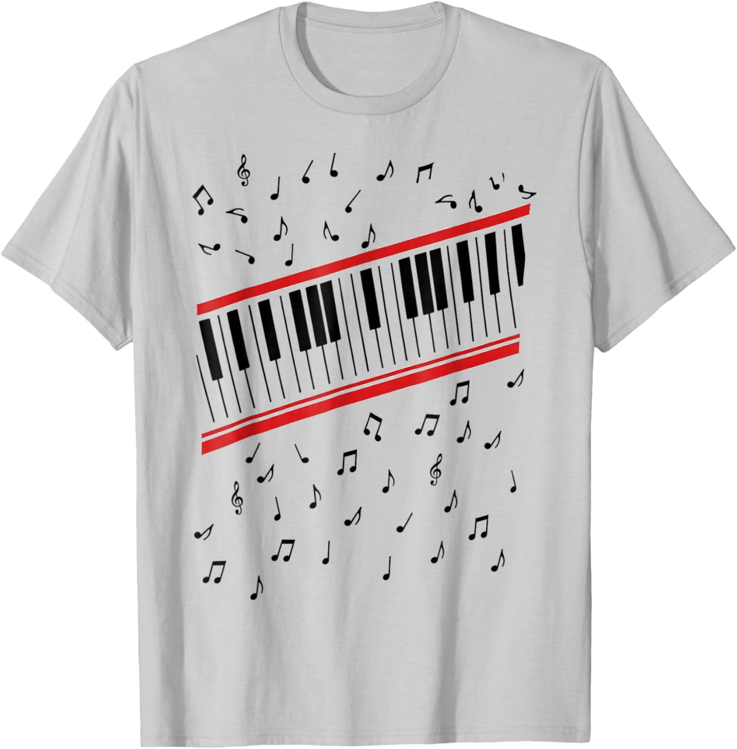 Retro Piano Keyboard Music Notes 80s Vibe T-Shirt - T-Shirt | Ash