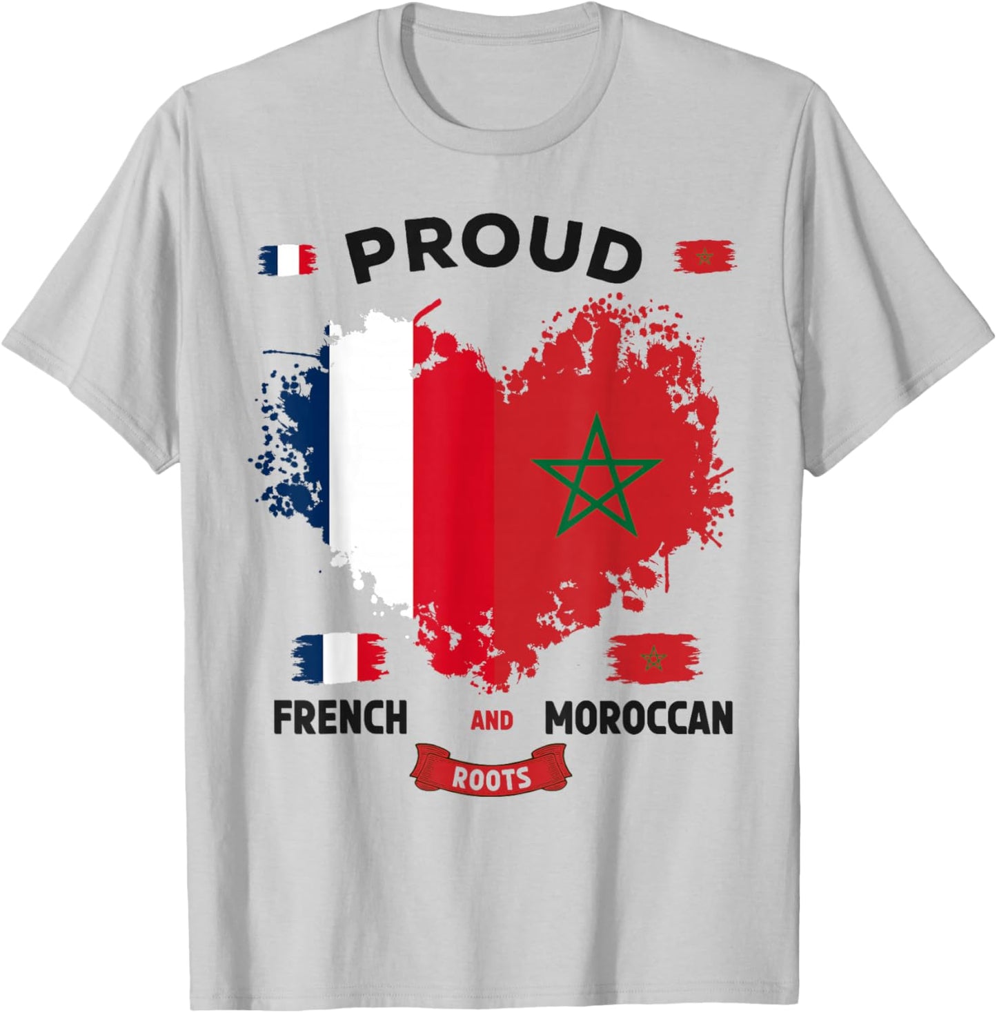 French Moroccan Flag Idea for Kids Morocco Culture Themed T-Shirt - T-Shirt | Ash