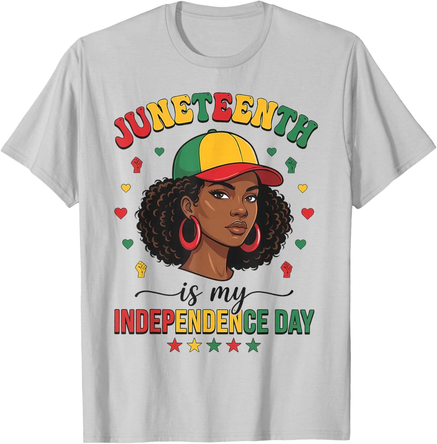Juneteenth 1865 Freedom Day Black Women Girl African Afro T-Shirt - T-Shirt | Ash