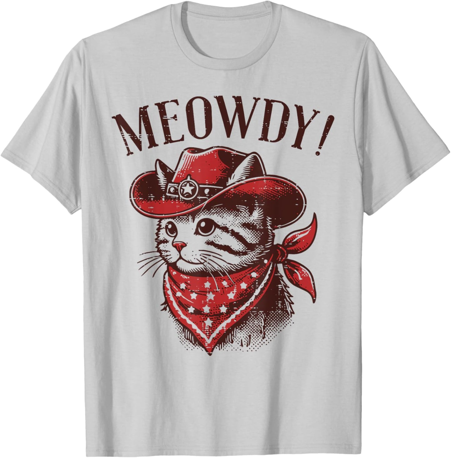 Cat Cowboy Face Meowdy Kitten Kitty Western Women Men Kids T-Shirt - T-Shirt | Ash