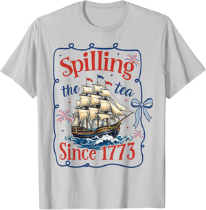 Spilling The Tea Since 1773 Vintage Us History Men Women T-Shirt - T-Shirt | Ash