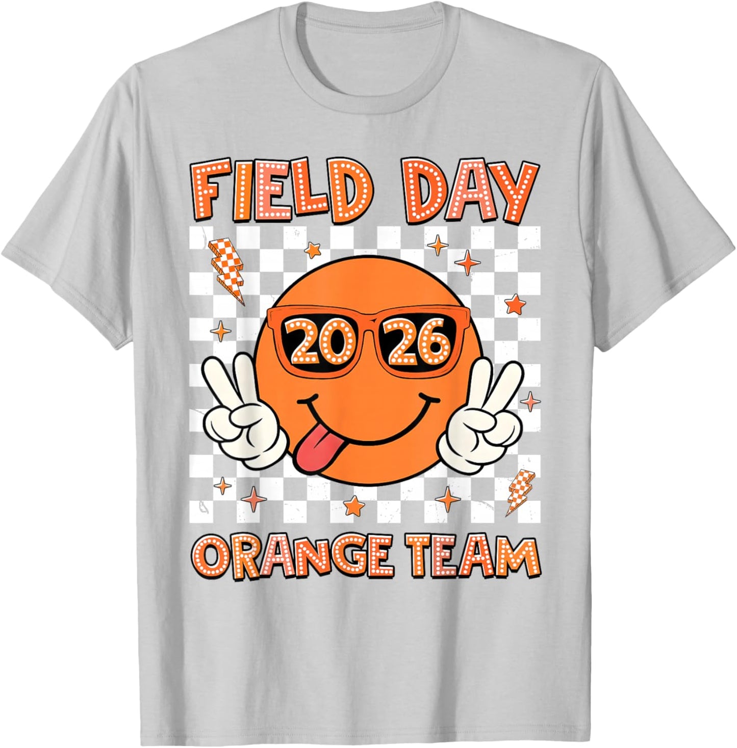 Field Day 2026 Orange Team Smile Face Sunglasses Teacher Kid T-Shirt - T-Shirt | Ash