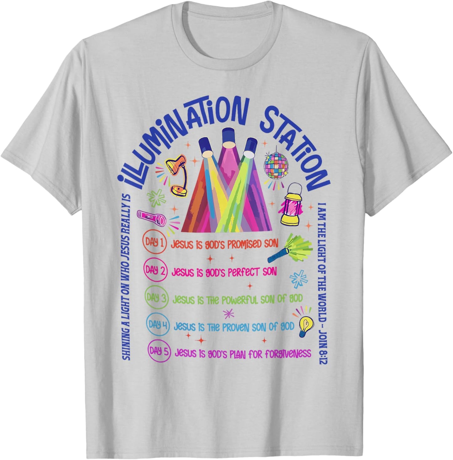 Illumination Station VBS 2026 Bible Jesus Christian Lights T-Shirt - T-Shirt | Ash