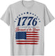 1776 Patriotic Distressed USA Flag 250 Years 4th of July T-Shirt - T-Shirt | Ash