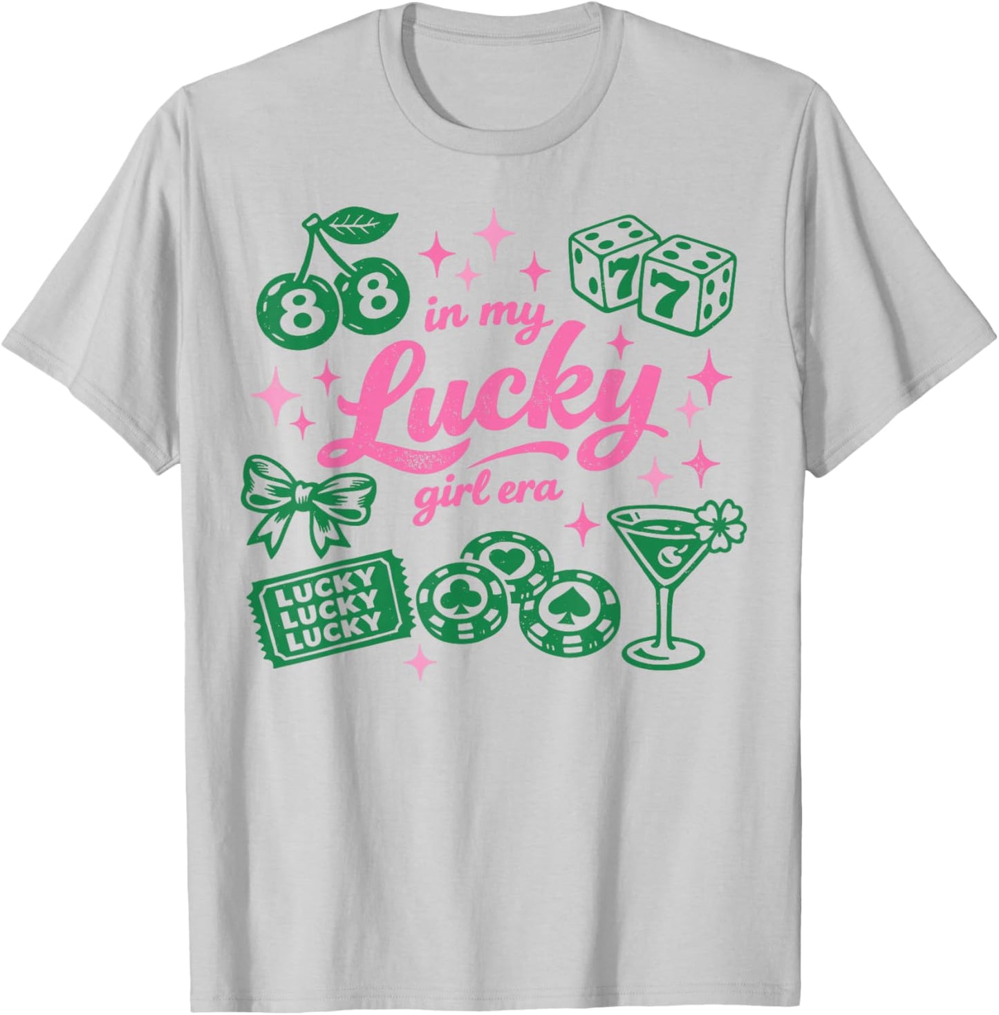 in My Lucky Girl Era St. Patrick's Day Charm T-Shirt - T-Shirt | Ash