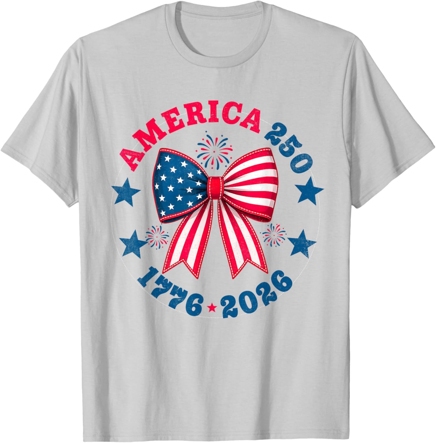 250 Anniversary Cute Coquette Bow American Flag 250th Girls T-Shirt - T-Shirt | Ash