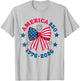 250 Anniversary Cute Coquette Bow American Flag 250th Girls T-Shirt - T-Shirt | Ash