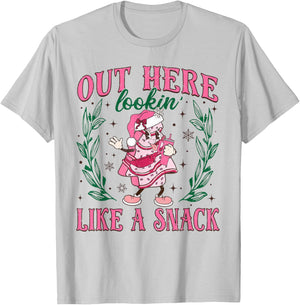 Out Here Lookin Like A Snack Merry Christmas Cake Men Women T-Shirt - T-Shirt | Ash