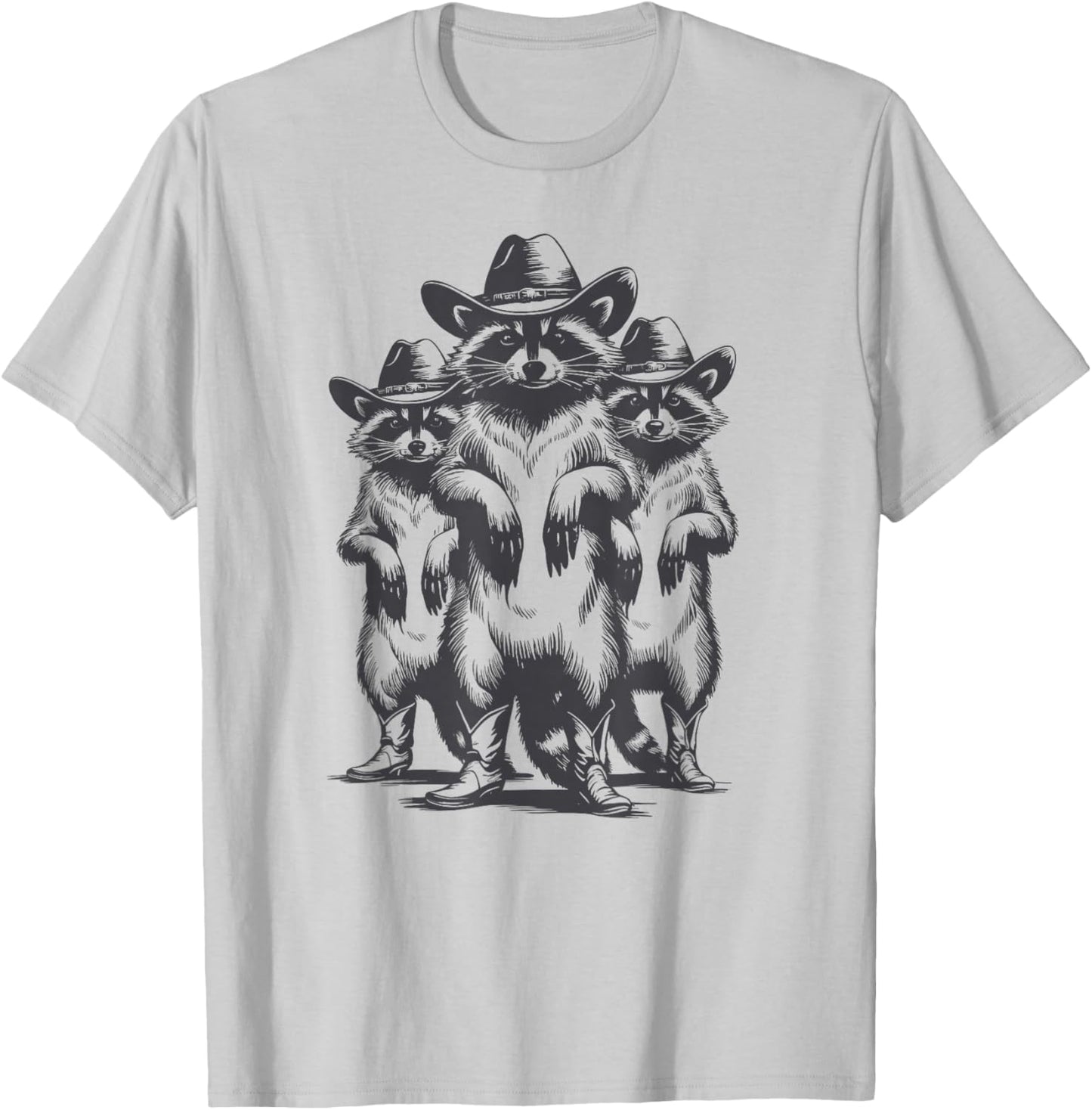 Vintage Racoon Trash Panda Cowboy Western Country Cowgirl T-Shirt - T-Shirt | Ash
