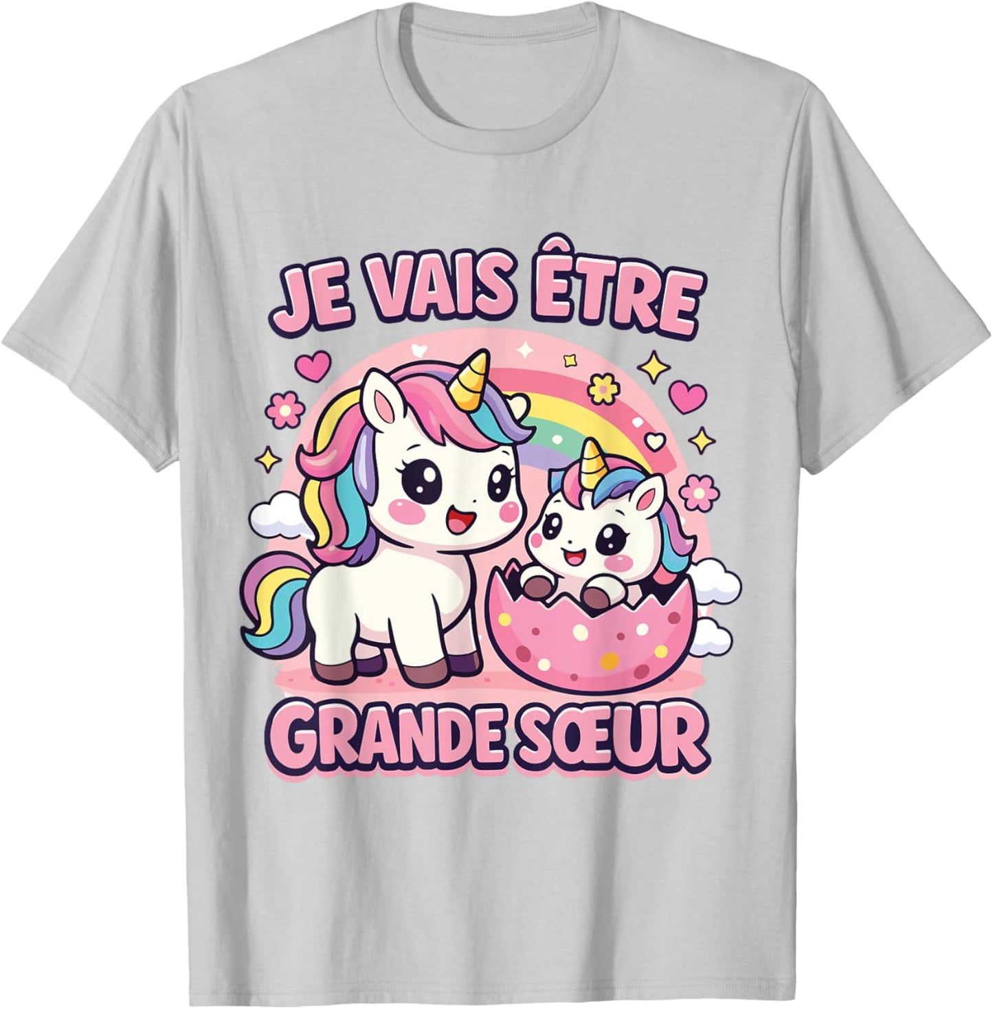 Je Vais Être Grande Sœur Licorne Cadeau Annonce Grossesse T-Shirt - T-Shirt | Ash