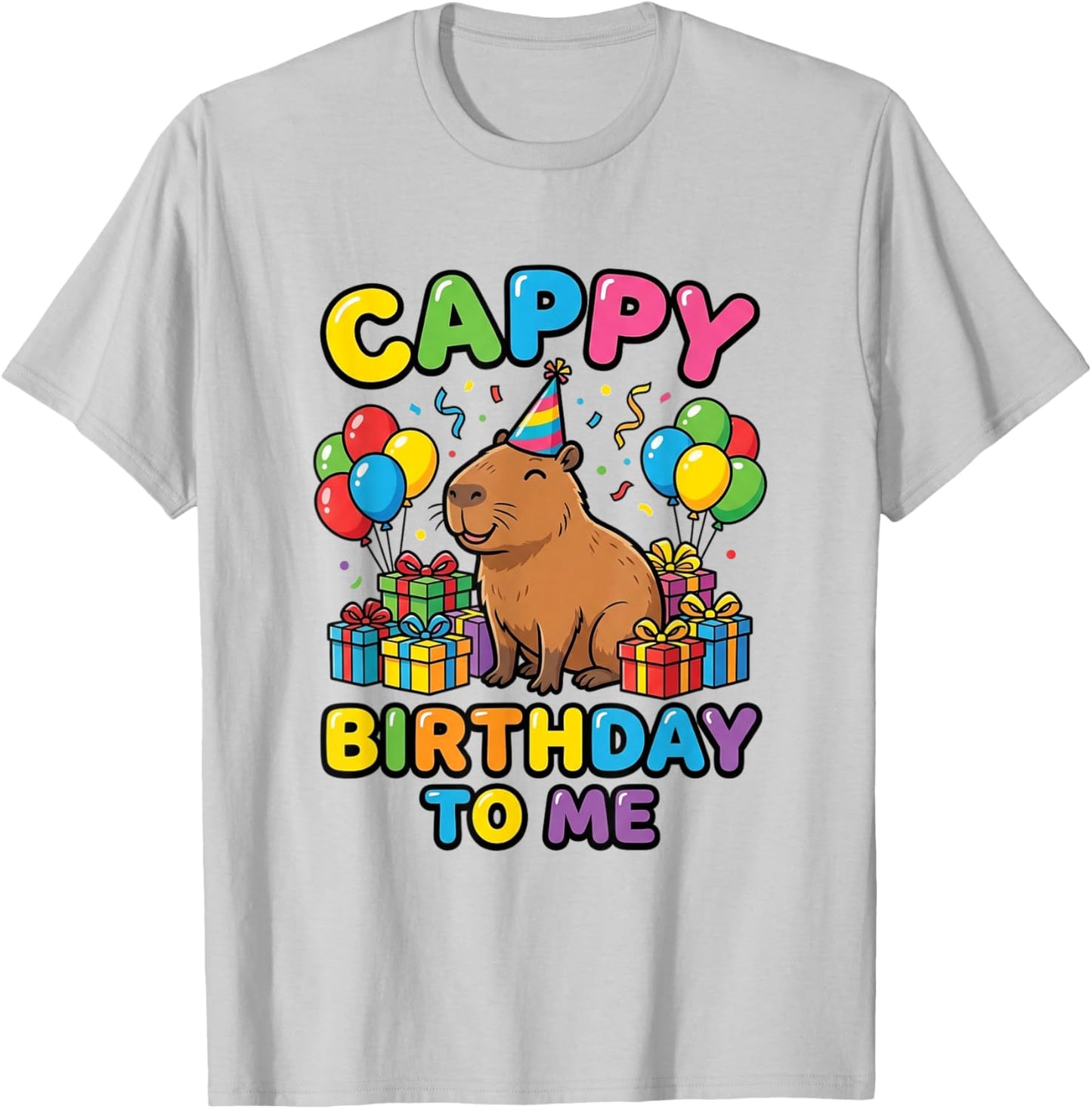 Kawaii Capybara Birthday Girl Cute Animal Party T-Shirt - T-Shirt | Ash
