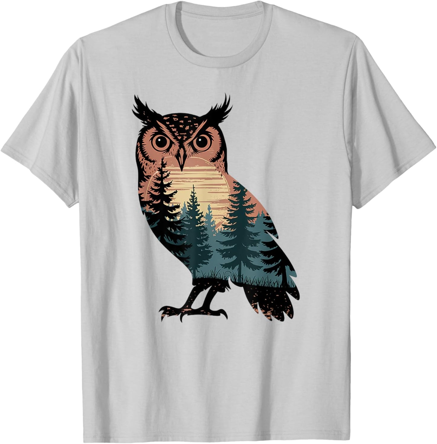 Owl Hunting Hiking Outdoor Camping Forest Men Women Owl T-Shirt - T-Shirt | Ash