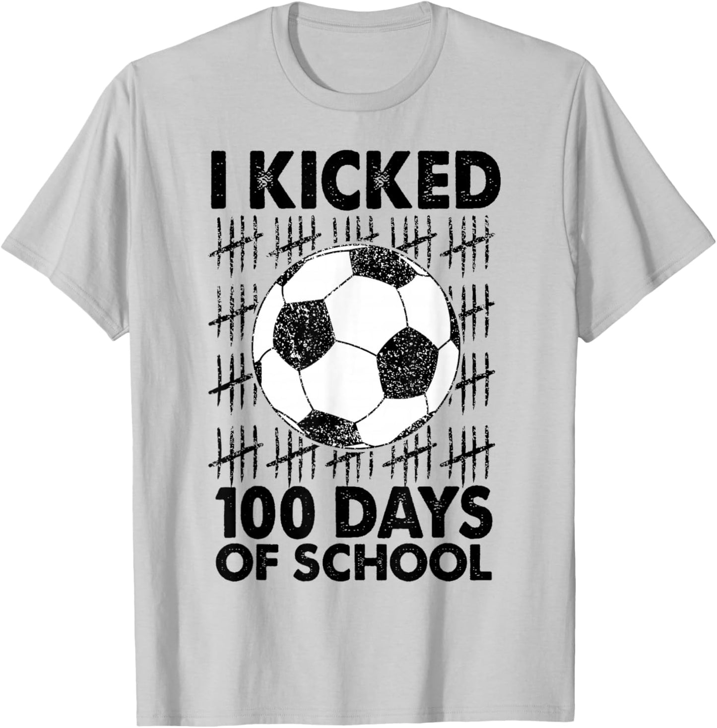 I Kicked 100 Days of School Soccer 100th Day Sport Kids Boys T-Shirt - T-Shirt | Ash