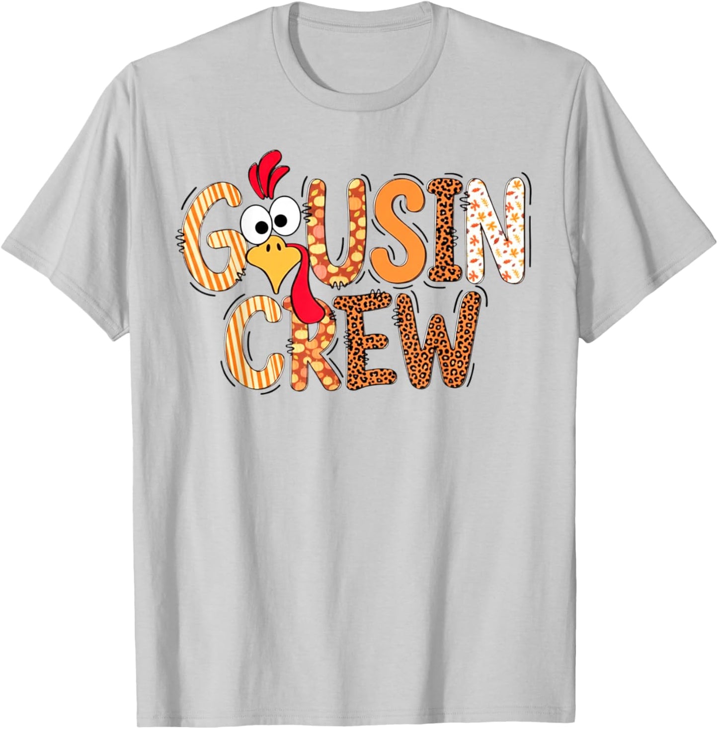 Funny Cousin Crew Thanksgiving Turkey Matching Family T-Shirt - T-Shirt | Ash
