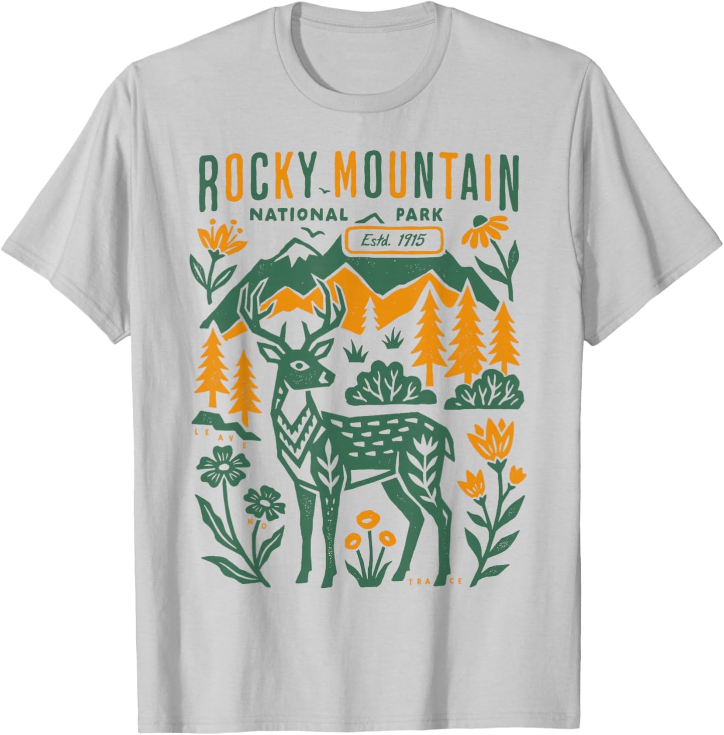 Rocky Mountains Park Rustic Folk Art Women Men Kids T-Shirt - T-Shirt | Ash