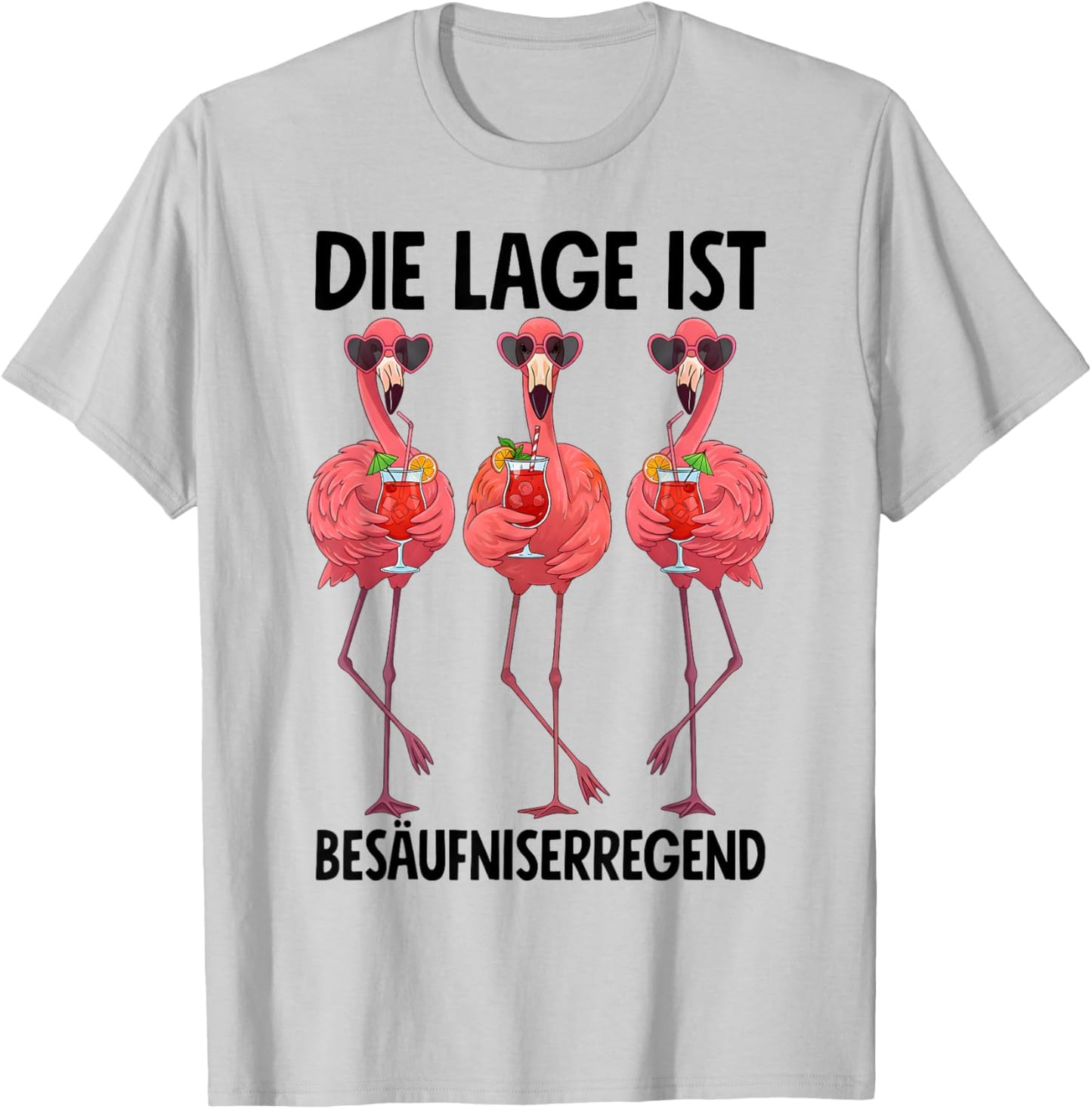 with Flamingos Motif, White, S T-Shirt - T-Shirt | Ash