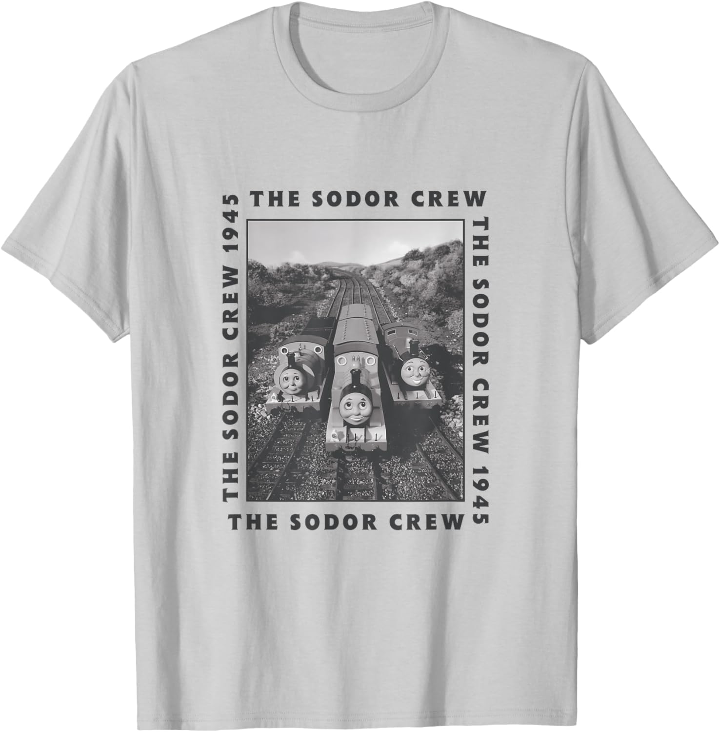 Thomas & Friends - The Sodor Crew Black and White Photo T-Shirt - T-Shirt | Ash