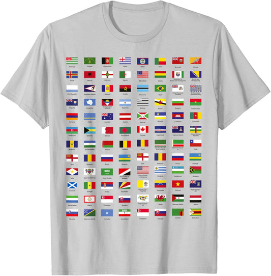 All Countries Flags of The World 287 Flag International T-Shirt - T-Shirt | Ash