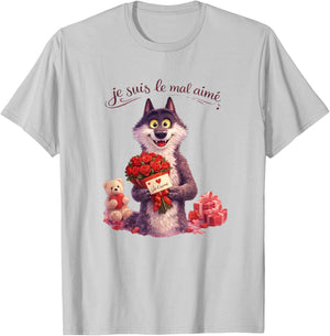 Wolf Le Mal Aimé Valentine's Day Gift Woman Man T-Shirt - T-Shirt | Ash