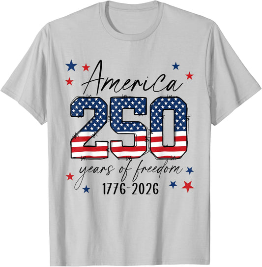 250 Years American 250th Anniversary USA Patriotic 4th July T-Shirt - T-Shirt | Ash