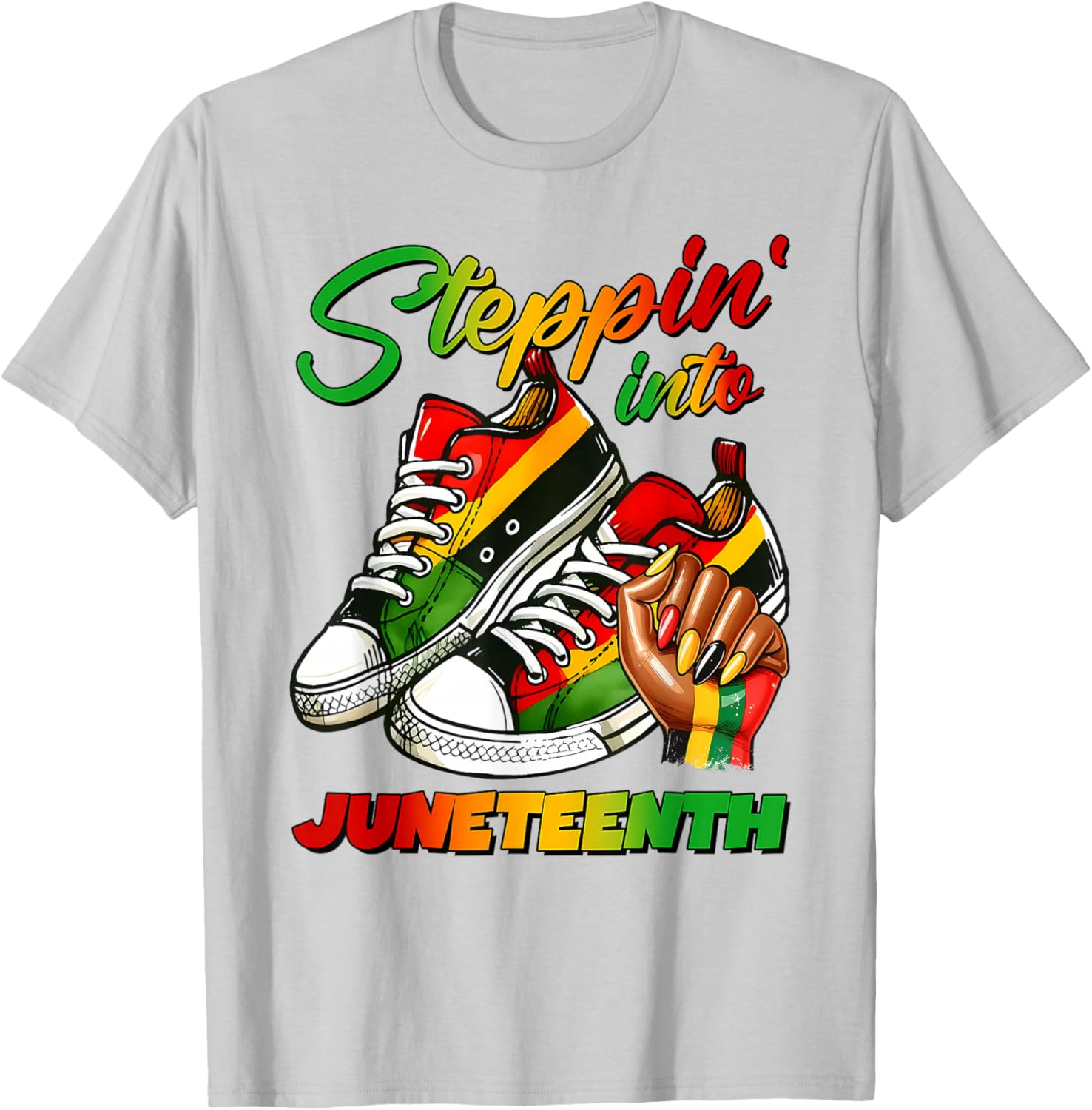 Steppin' Into Juneteenth 1865 Black History Women Girl Queen T-Shirt - T-Shirt | Ash