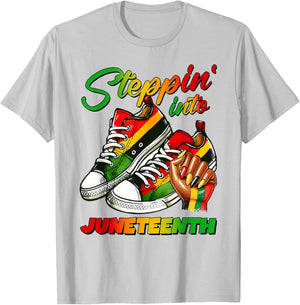 Steppin' Into Juneteenth 1865 Black History Women Girl Queen T-Shirt - T-Shirt | Ash