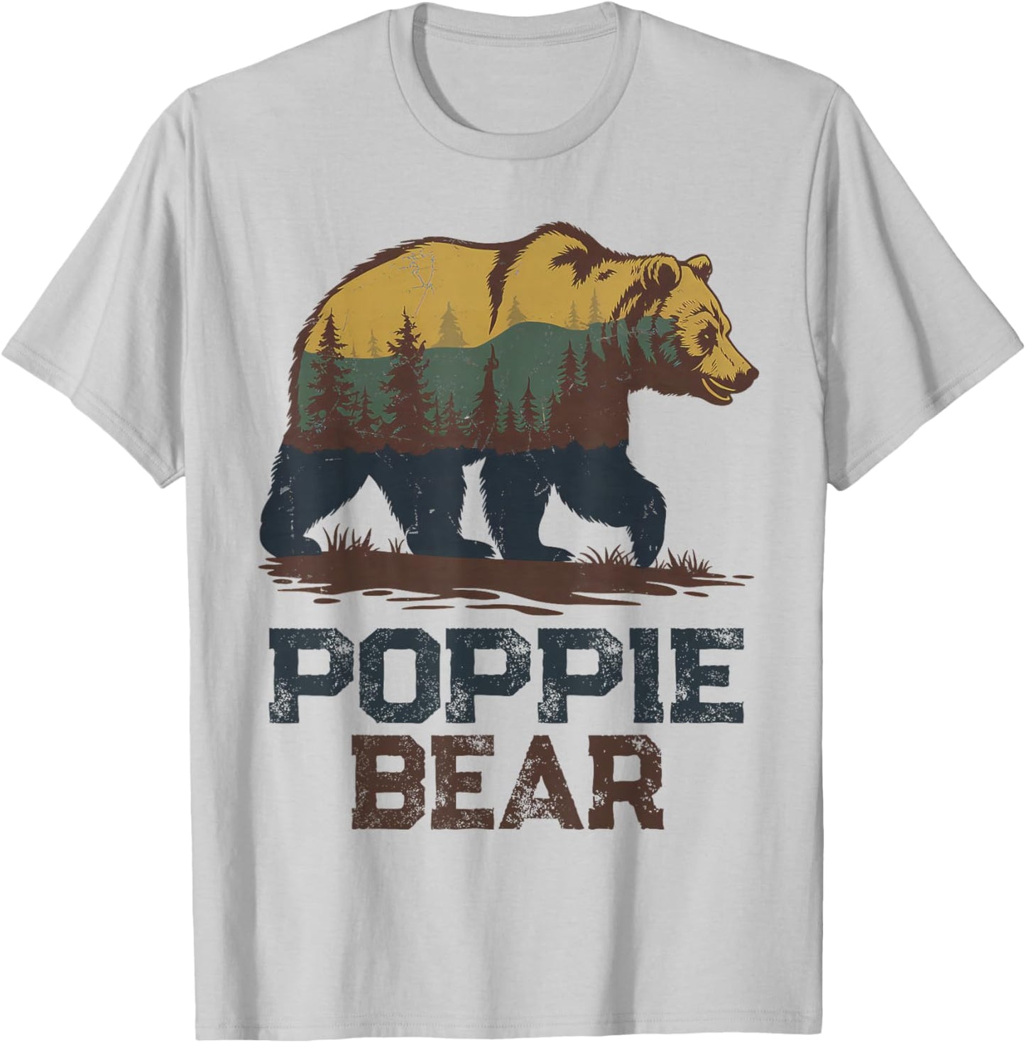Poppie Bear Father's Day Vintage Birthday Christmas Poppie T-Shirt - T-Shirt | Ash
