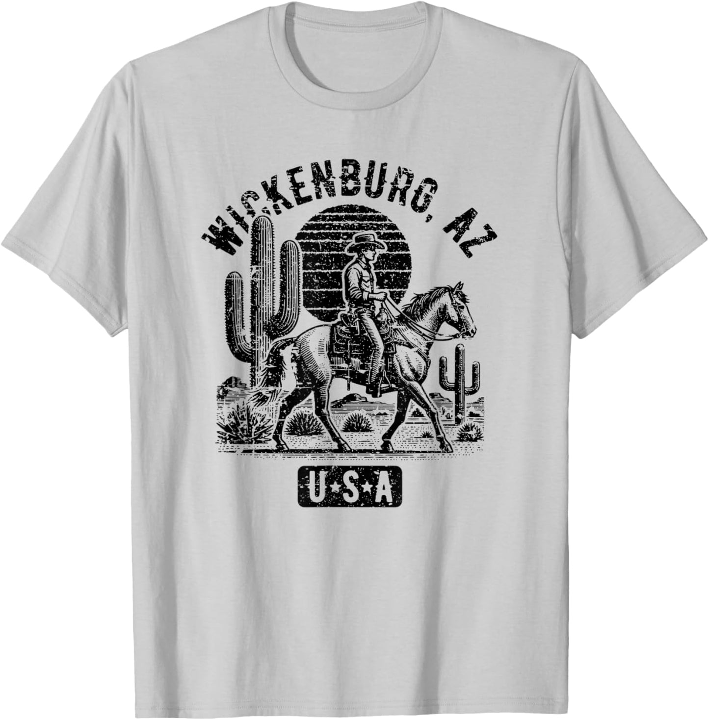 Wickenburg Arizona USA Cowboy Horse Vintage Style Design T-Shirt - T-Shirt | Ash