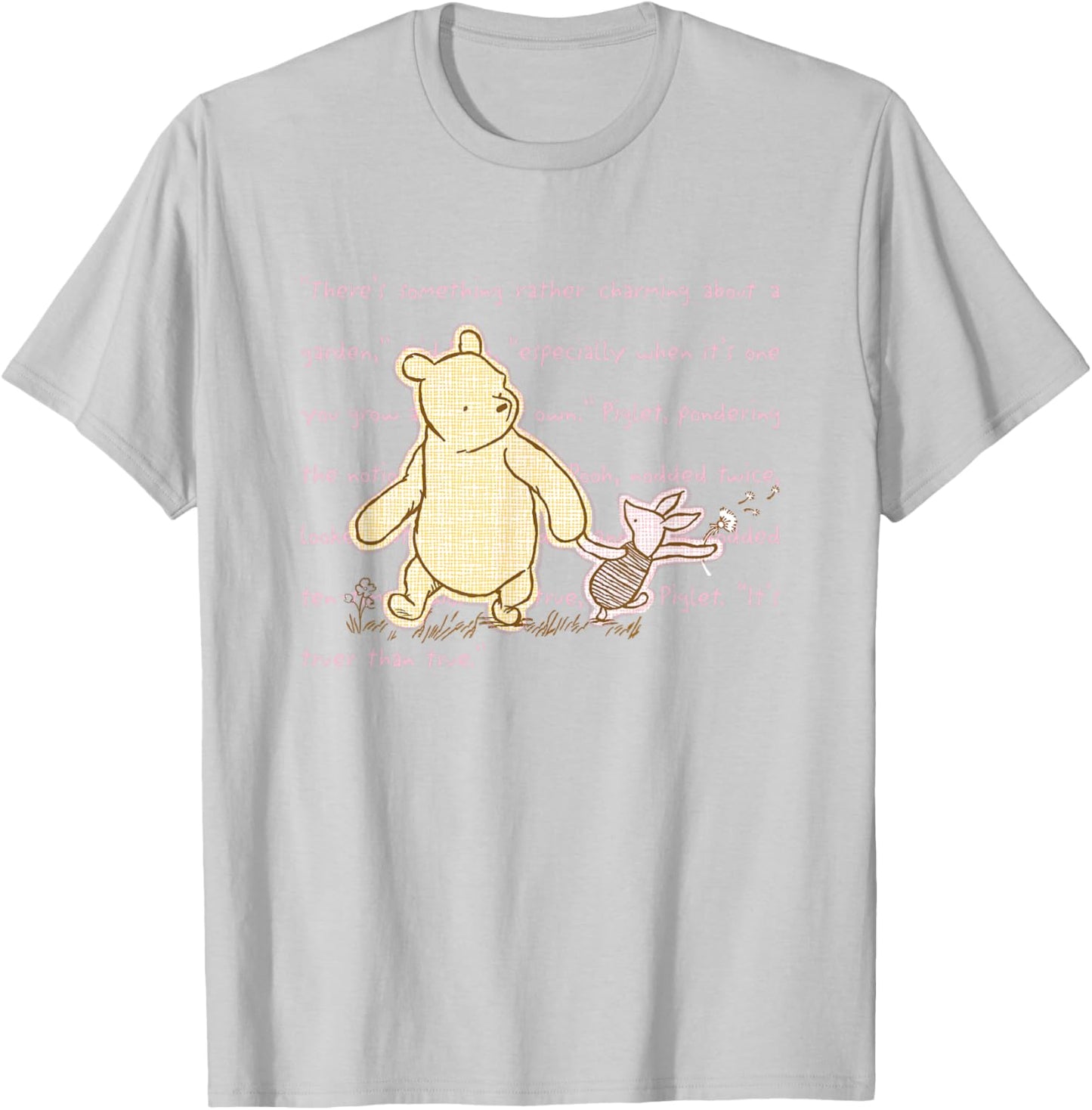 Disney Winnie The Pooh and Piglet Quote Cute Big Chest Logo T-Shirt - T-Shirt | Ash